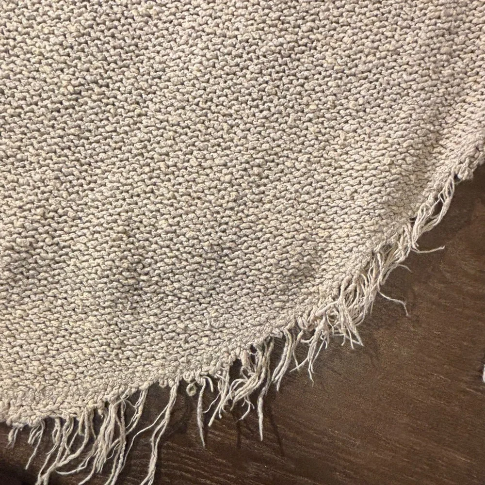 Free People Tan Crew Neck Sweater with Intricate Knit Pattern